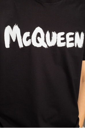 【ALEXANDER MCQUEEN】Graffiti Logo T-shirt/622104 QTZ57 0901 Alexander McQueen Logo graffiti-print t-shirt | Black